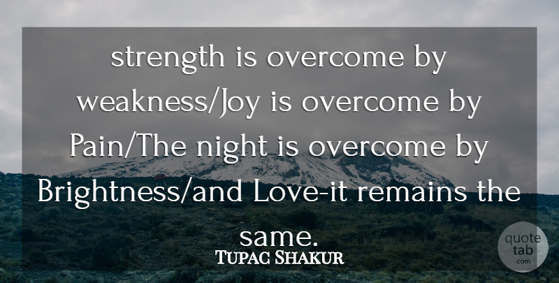 Tupac Shakur Quote About Pain, Night, Joy: Strength Is Overcome By Weaknessjoy...