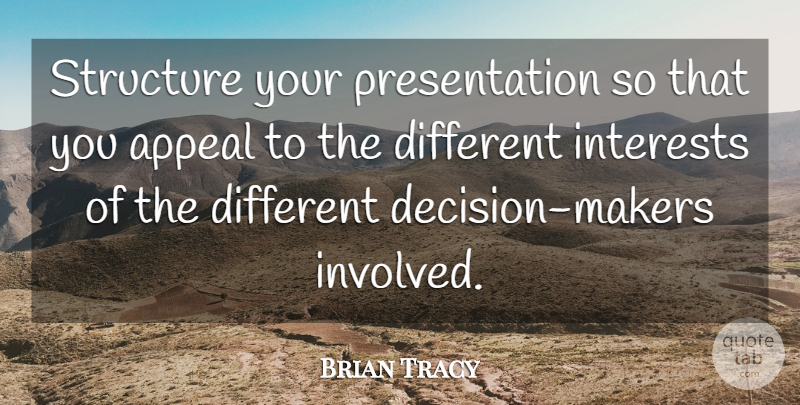 Brian Tracy Quote About Inspirational, Decision, Different: Structure Your Presentation So That...