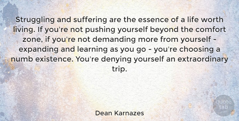 Dean Karnazes Quote About Running, Struggle, Essence: Struggling And Suffering Are The...