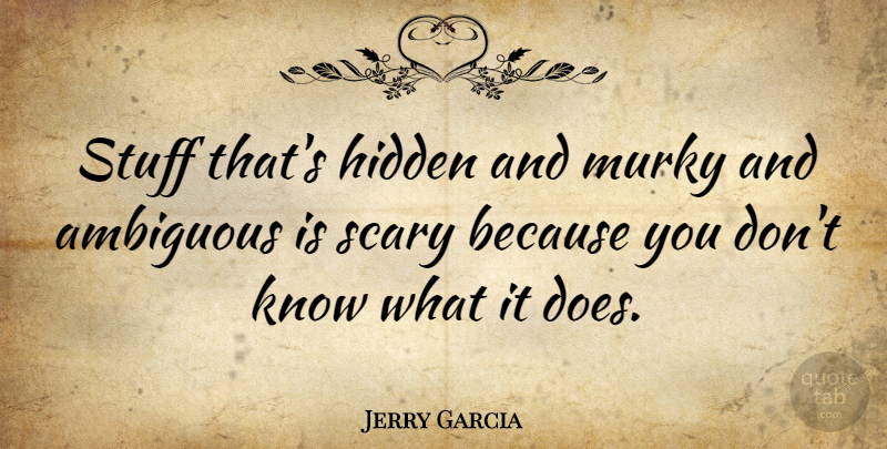 Jerry Garcia Quote About Scary, Doe, Stuff: Stuff Thats Hidden And Murky...