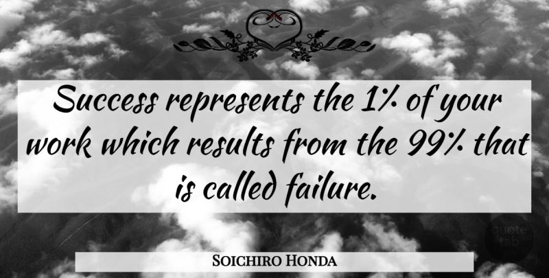 Soichiro Honda Quote About Inspiring, Success, Failure: Success Represents The 1 Of...