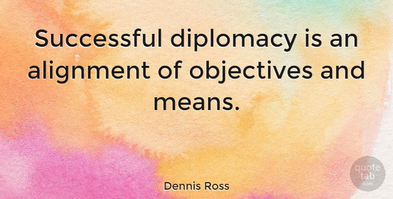 Dennis Ross Quote About Alignment, Objectives: Successful Diplomacy Is An Alignment...
