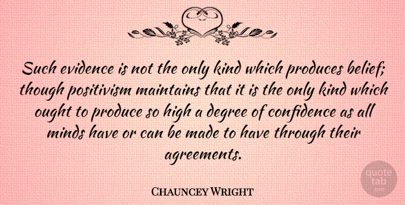Chauncey Wright Quote About Confidence, Agreement, Mind: Such Evidence Is Not The...