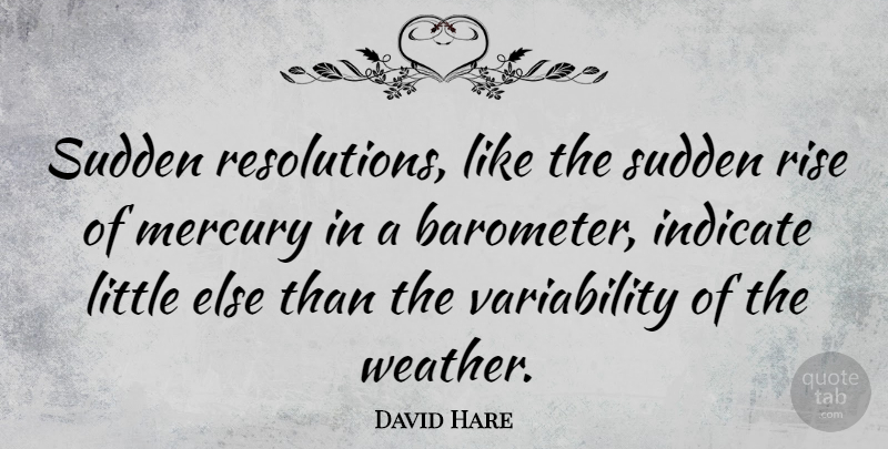 David Hare Quote About Change, Weather, Littles: Sudden Resolutions Like The Sudden...