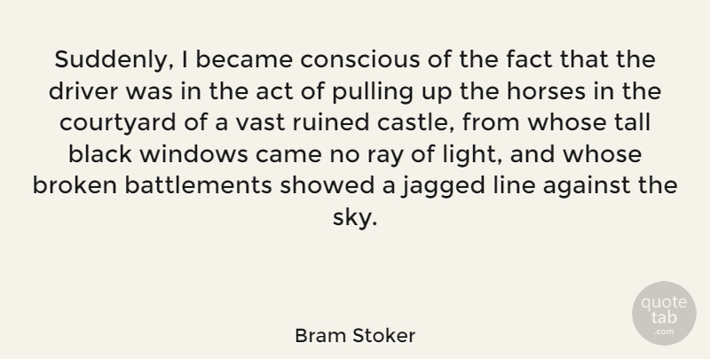 Bram Stoker Quote About Horse, Light, Sky: Suddenly I Became Conscious Of...