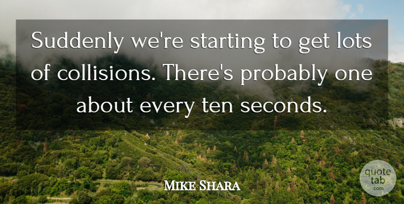 Mike Shara Quote About Lots, Starting, Suddenly, Ten: Suddenly Were Starting To Get...