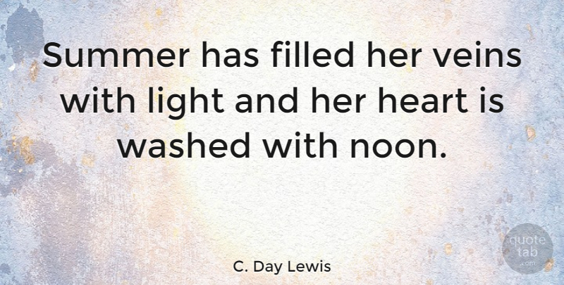 C. Day Lewis Quote About Filled, Summer, Veins, Washed: Summer Has Filled Her Veins...