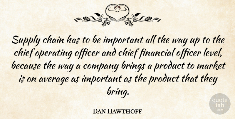 Dan Hawthoff Quote About Average, Brings, Chain, Chief, Company: Supply Chain Has To Be...