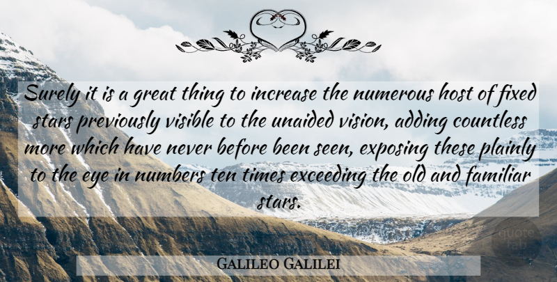 Galileo Galilei Quote About Stars, Eye, Numbers: Surely It Is A Great...