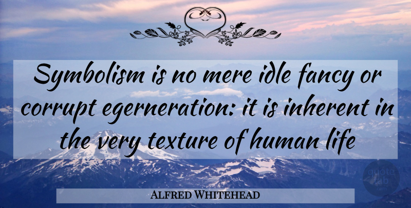 Alfred Whitehead Quote About Corrupt, Fancy, Human, Idle, Inherent: Symbolism Is No Mere Idle...