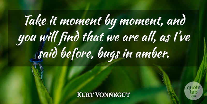 Kurt Vonnegut Quote About Wisdom, Philosophy, Slaughterhouse Five: Take It Moment By Moment...