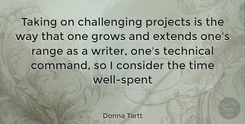 Donna Tartt Quote About Challenges, Way, Range: Taking On Challenging Projects Is...