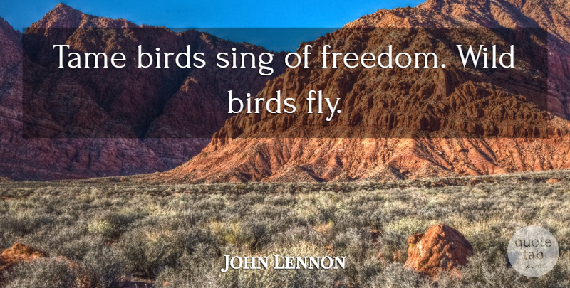 John Lennon Quote About Bird, Wild Birds: Tame Birds Sing Of Freedom...