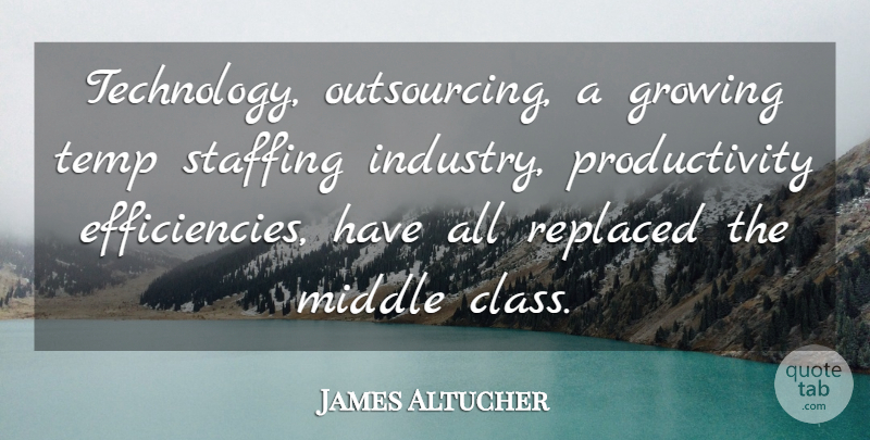 James Altucher Quote About Middle, Replaced, Technology: Technology Outsourcing A Growing Temp...