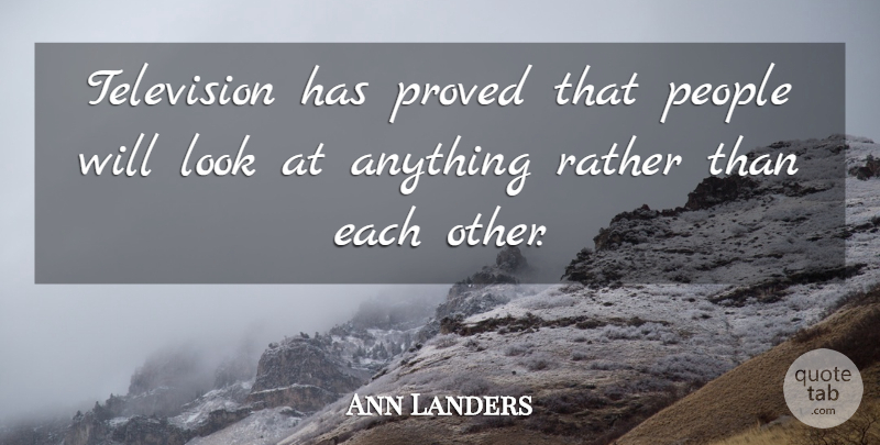 Ann Landers Quote About Funny, Motivational, Hilarious: Television Has Proved That People...