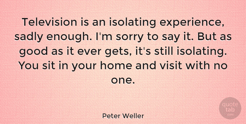Peter Weller Quote About Sorry, Home, Television: Television Is An Isolating Experience...