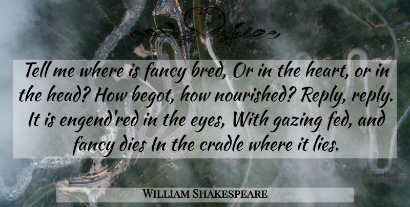 William Shakespeare Quote About Lying, Eye, Heart: Tell Me Where Is Fancy...
