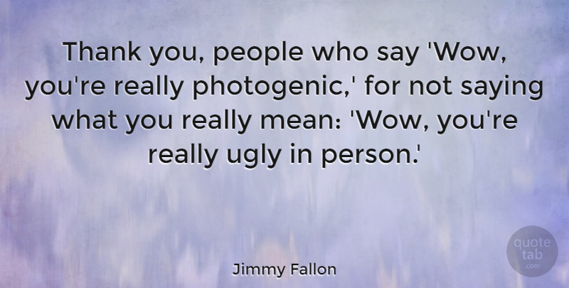 Jimmy Fallon Quote About Mean, People, Ugly: Thank You People Who Say...