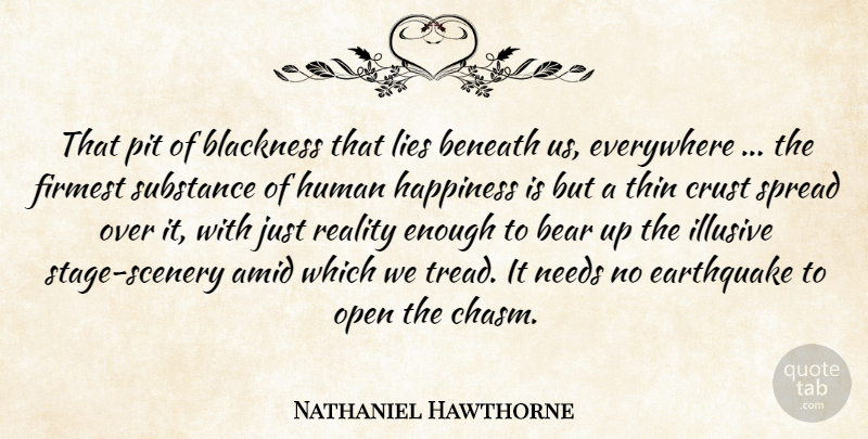 Nathaniel Hawthorne Quote About Happiness, Lying, Reality: That Pit Of Blackness That...