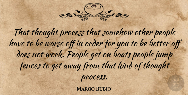 Marco Rubio Quote About Order, People, Doe: That Thought Process That Somehow...
