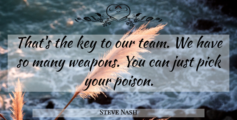 Steve Nash Quote About Basketball, Team, Keys: Thats The Key To Our...