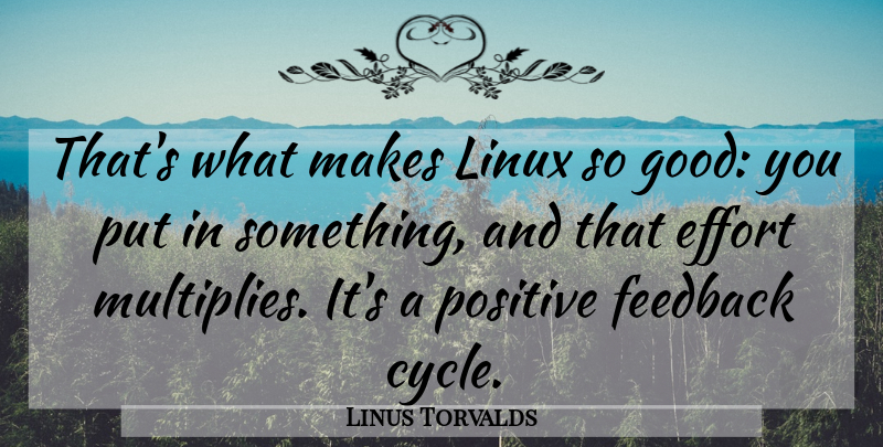 Linus Torvalds Quote About Positive, Effort, Linux: Thats What Makes Linux So...