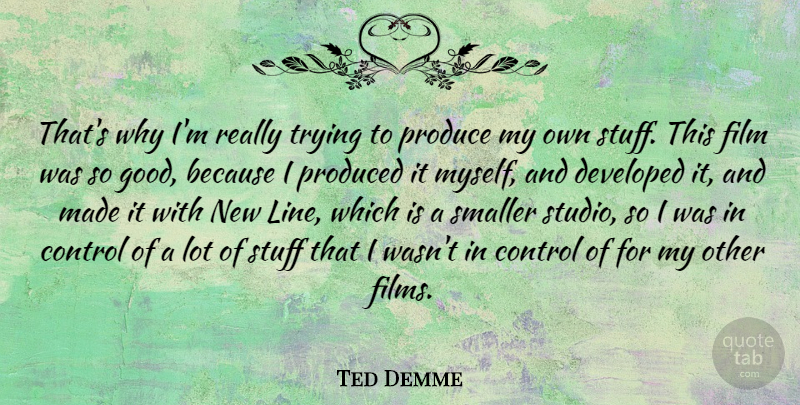Ted Demme Quote About American Director, Control, Developed, Produce, Produced: Thats Why Im Really Trying...
