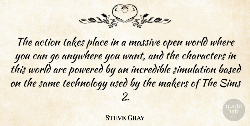 Steve Gray Quote About Action, Anywhere, Based, Characters, Incredible: The Action Takes Place In...