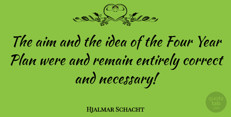 Hjalmar Schacht Quote About Ideas, Years, Four: The Aim And The Idea...