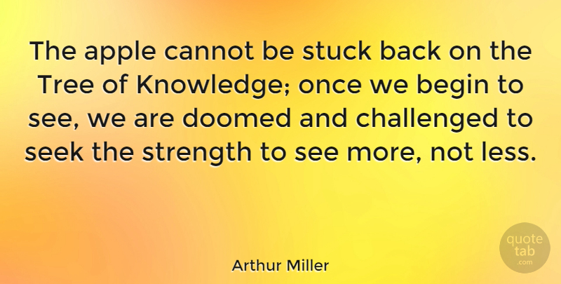 Arthur Miller Quote About Apples, Tree, Stuck: The Apple Cannot Be Stuck...