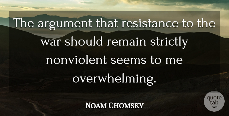 Noam Chomsky Quote About War, Resistance, Argument: The Argument That Resistance To...