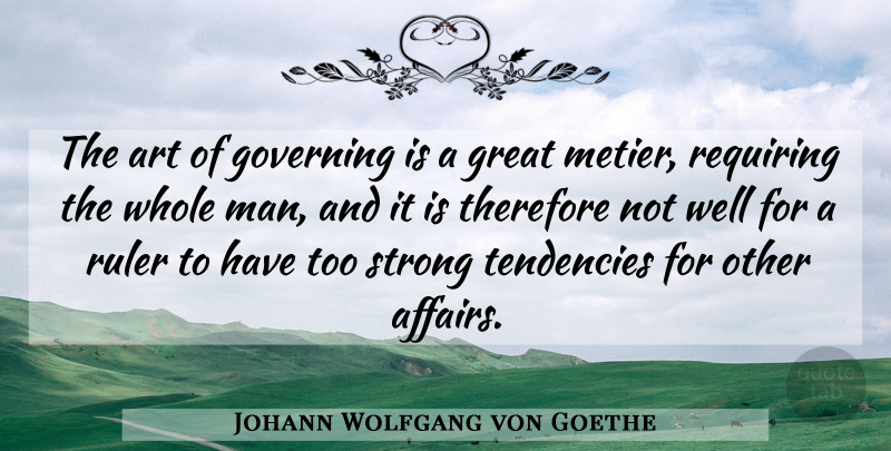 Johann Wolfgang von Goethe Quote About Strong, Art, Men: The Art Of Governing Is...