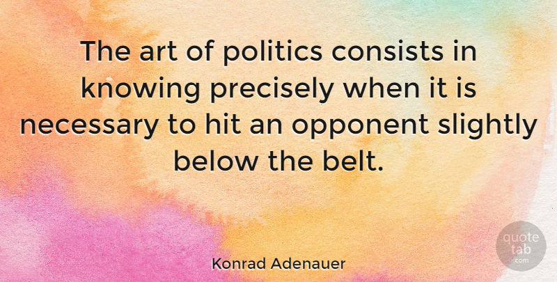 Konrad Adenauer Quote About Art, Knowing, Political: The Art Of Politics Consists...