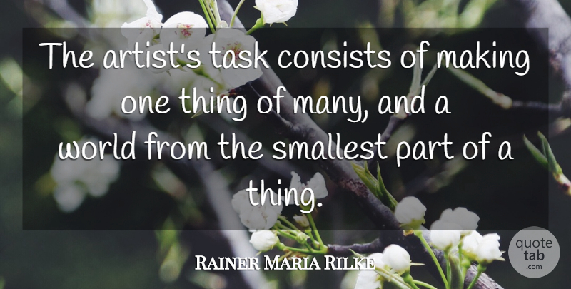 Rainer Maria Rilke Quote About Artist, World, Tasks: The Artists Task Consists Of...