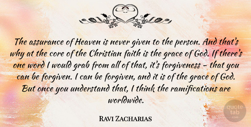 Ravi Zacharias Quote About Christian, Thinking, Heaven: The Assurance Of Heaven Is...