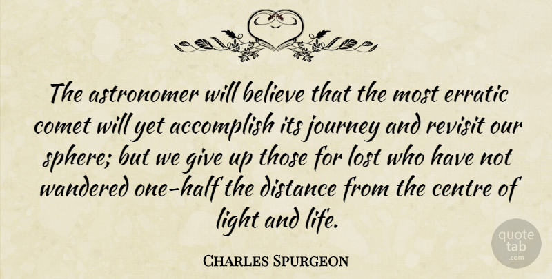 Charles Spurgeon Quote About Accomplish, Astronomer, Believe, Centre, Comet: The Astronomer Will Believe That...