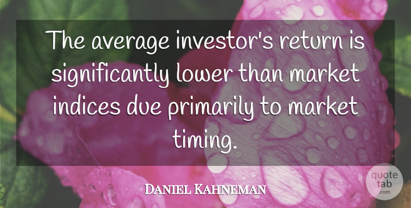 Daniel Kahneman Quote About Average, Return, Timing: The Average Investors Return Is...