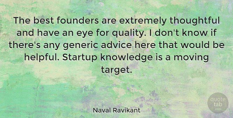 Naval Ravikant Quote About Advice, Best, Extremely, Eye, Founders: The Best Founders Are Extremely...