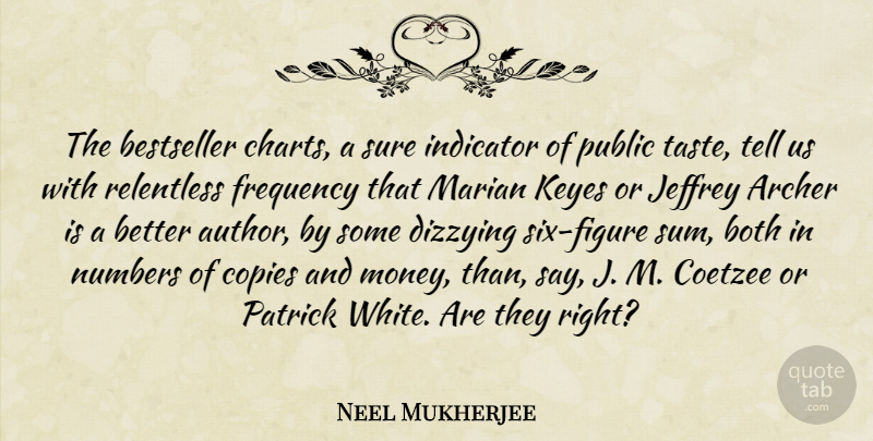 Neel Mukherjee Quote About Bestseller, Both, Copies, Frequency, Indicator: The Bestseller Charts A Sure...
