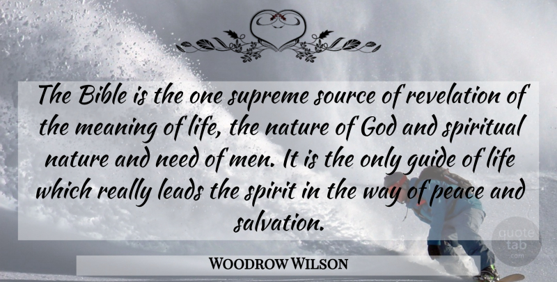 Woodrow Wilson Quote About Faith, Spiritual, Men: The Bible Is The One...