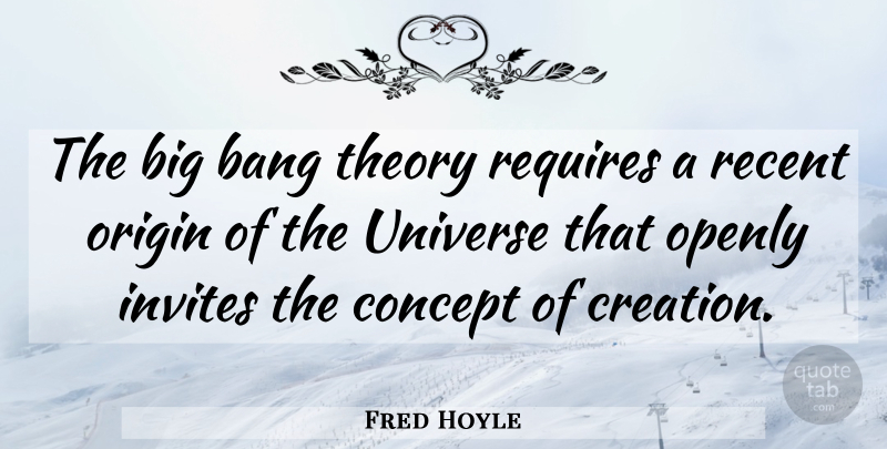 Fred Hoyle Quote About Bangs, Creation, Bigs: The Big Bang Theory Requires...