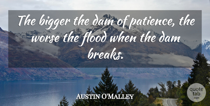 Austin O'Malley Quote About Patience, Dams, Break: The Bigger The Dam Of...