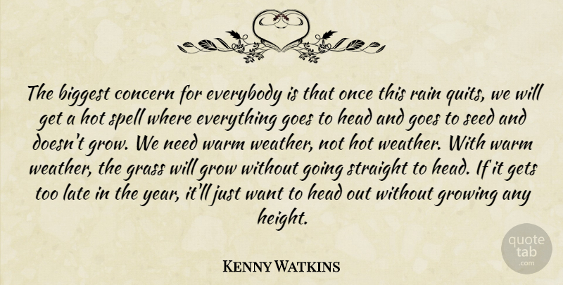 Kenny Watkins Quote About Biggest, Concern, Everybody, Gets, Goes: The Biggest Concern For Everybody...