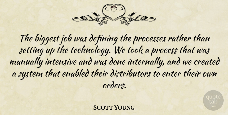 Scott Young Quote About Biggest, Created, Defining, Enter, Intensive: The Biggest Job Was Defining...