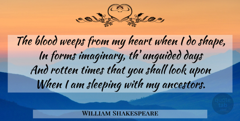 William Shakespeare Quote About Sleep, Heart, Blood: The Blood Weeps From My...