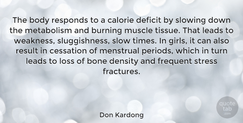 Don Kardong Quote About Body, Bone, Burning, Cessation, Deficit: The Body Responds To A...