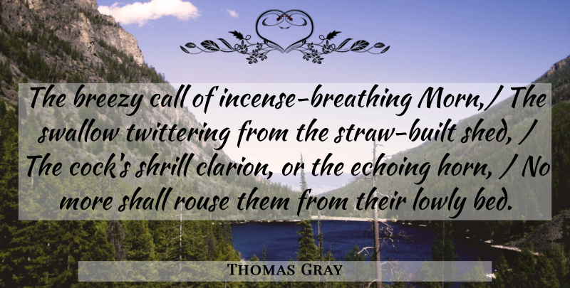 Thomas Gray Quote About Call, Lowly, Shall, Swallow: The Breezy Call Of Incense...