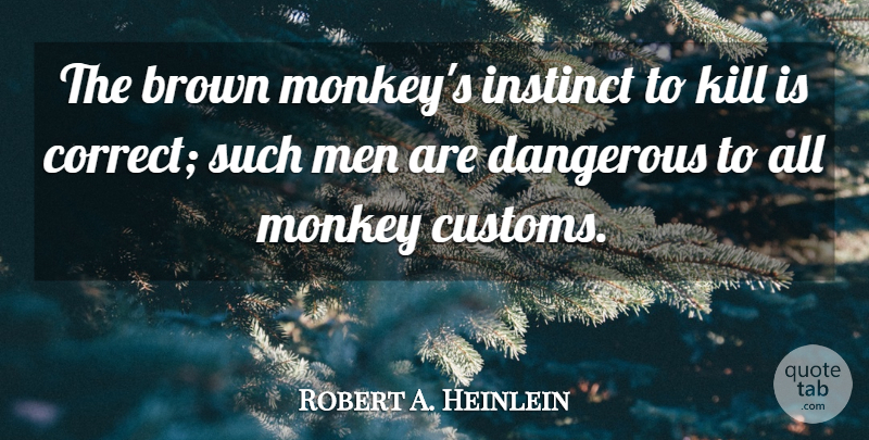 Robert A. Heinlein Quote About Motivational, Men, Monkeys: The Brown Monkeys Instinct To...