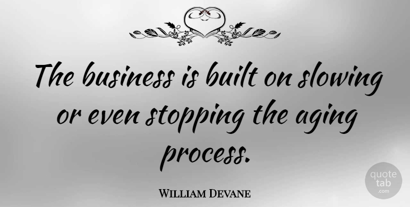 William Devane Quote About Stopping, Aging, Process: The Business Is Built On...