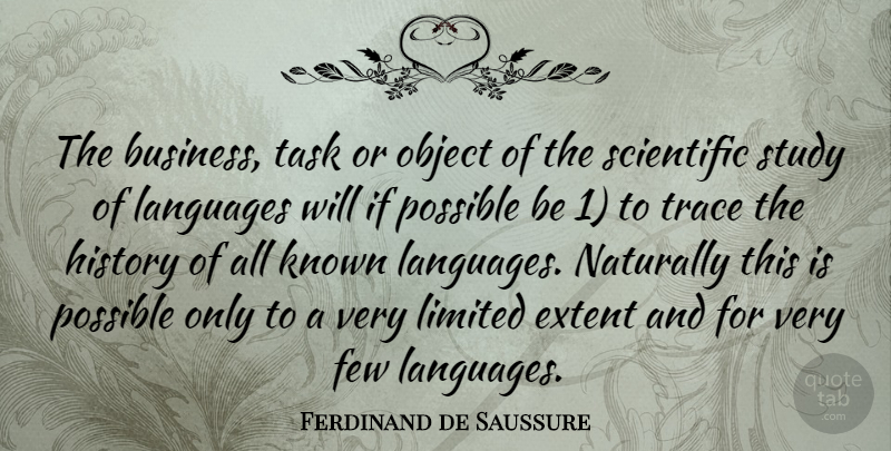 Ferdinand de Saussure Quote About Tasks, Language, Study: The Business Task Or Object...